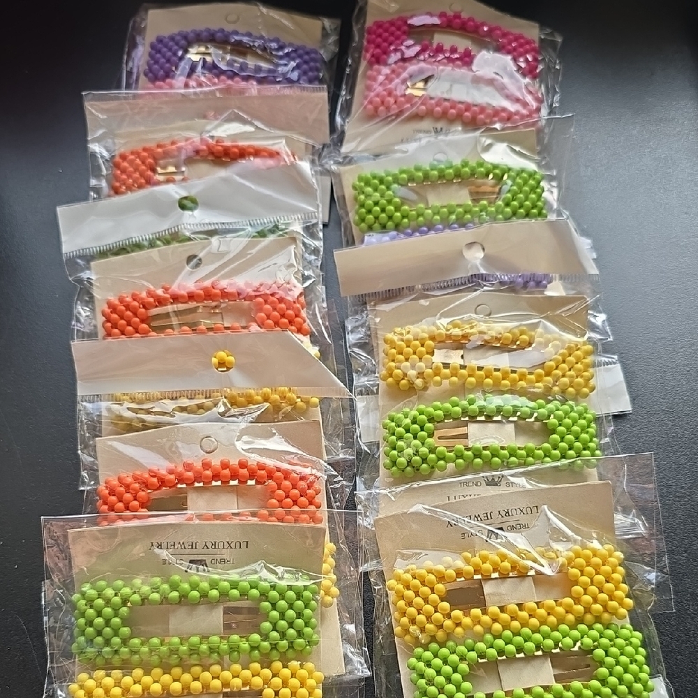 Colorful Beaded Hair Clips Set 9